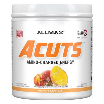 AMINOCUTS (ACUTS), Amino-Charged Energy Drink with Taurine, L-Carnitine, Green Coffee Bean Extract, Peach Mango, 210 g - 30 Servings