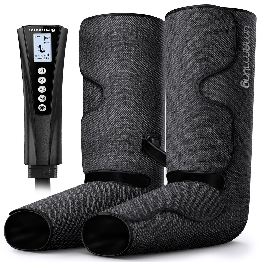 UMARMUNG Air Compression Leg Massager with Heat, Gifts for Women Men Mom Dad, Leg Foot Massager Gift for Christmas, Fathers Day, Mothers Day, Vericose Veins, Edema, Muscle Fatigue, Cramps, Swelling