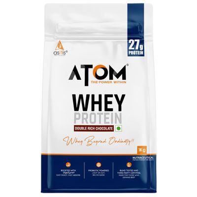 Asitis Nutrition AS-IT-is Atom Whey Protein 1kg/35.2 Oz with Digestive Enzymes | USA Labdoor Certified for Accuracy & Purity | Double Rich Chocolate Flavor | 27g Protein | 5.7g Bcaa