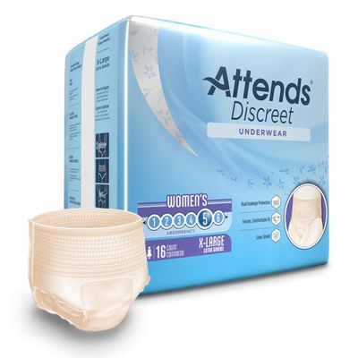 Attends Healthcare Products 39123100 White Extra Large Discreet Adult Heavy Absorbent Underwear - Pack of 16