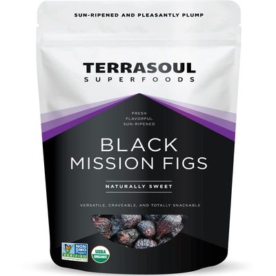 Terrasoul Superfoods Organic Black Mission Figs, 1 Lb - Fresh | Sun-Ripened | No-Sugar Added