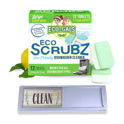 Eco-Gals Unscented Dishwashing Machine Cleaner and dishwasher clean/dirty indicator combo kit