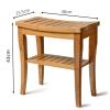 WL-ZZZ Shower Stools for Bathroom Wooden Non-Slip 2 Tiers Sauna Spa Bench Wood Stool Bath Stool for Elderly Disabled Bathing Seat Bench with Storage Shelf, Max 250kg view 2