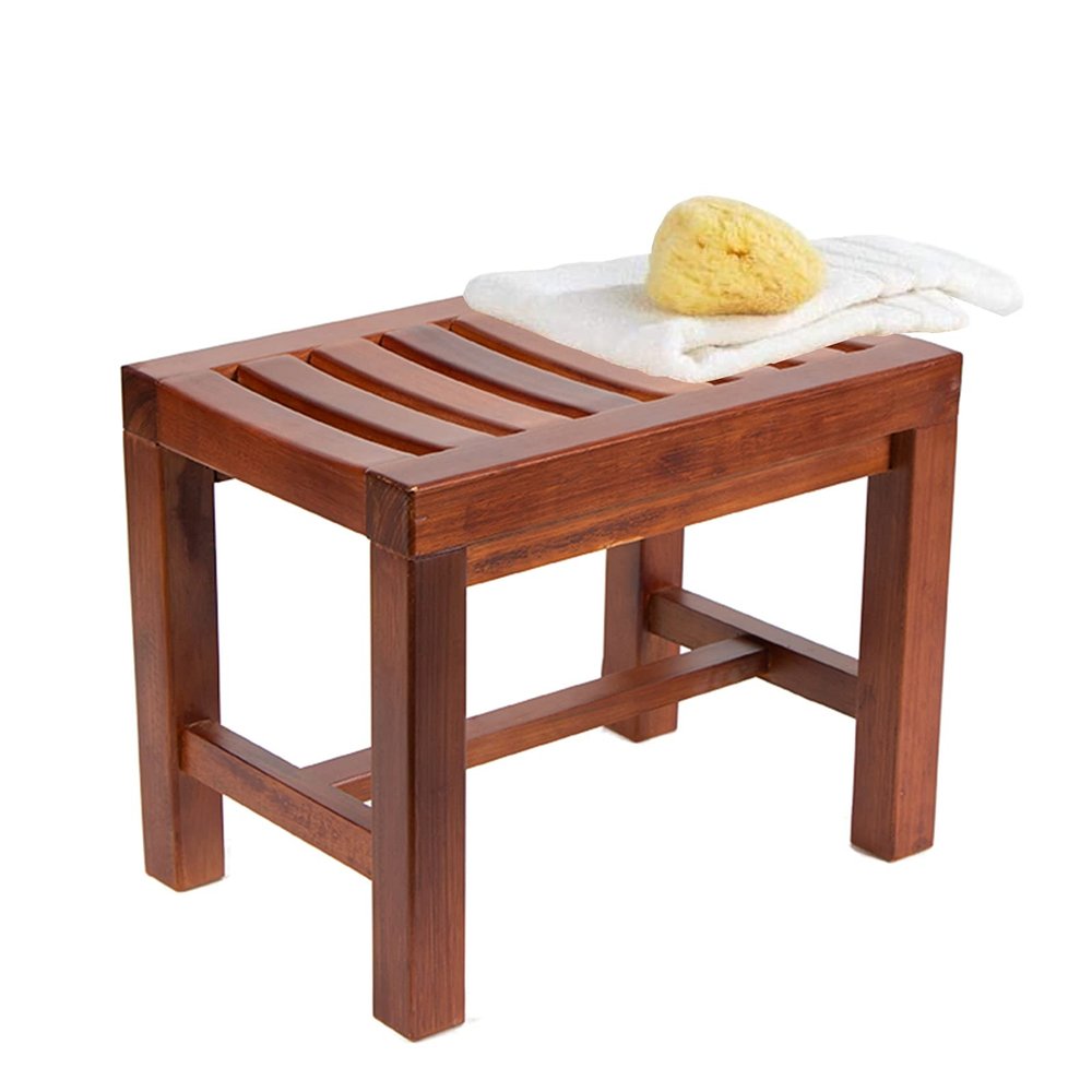 WL-ZZZ Square Shower/Bath Stools | Wooden Bathroom Anti-Slip Bath Chairs for Elderly | Spa Bathing Seat Bench | Shaving Foot Rest StoolStorage Shelf for Shampoo Towel