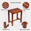 WL-ZZZ Square Shower/Bath Stools | Wooden Bathroom Anti-Slip Bath Chairs for Elderly | Spa Bathing Seat Bench | Shaving Foot Rest StoolStorage Shelf for Shampoo Towel view 3