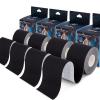 4 Pack Kinesiology Tape for Sports Athletes - 16 FT Waterproof Athletic Tape for The Knee, Elbow and Shoulder Muscles, etc.(5m X 5cm) (Black) view 1
