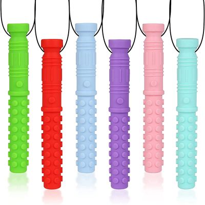 Seeway Mace Chew Necklace for Sensory Kids, Silicone Autism Chew Toys, Oral Motor Chewy Necklace Sensory for Chewing, ADHD, Biting or Special Needs (6 Pack)