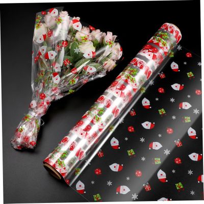 NUOBESTY 2. 5 Mil Christmas Clear Cellophane Wrap Roll|3000cm Long X 40cm Wide|Christmas Designs for, Baskets, Candys, Crafts, Treats, Wrapping