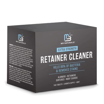 Retainer and Denture Cleansers 240 Tablets Removes Bad Odors Discoloration Stains Plaque for Cleaning Invisalign Mouth Guard Night Guard and Removable Dental Appliances by M3