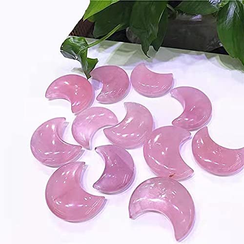 3pcs Folk Crafts Natural Polished Crystal Stone Pink Rose Quartz Moon for Gifts