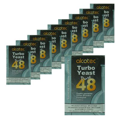 Alcotec 48 Hour Turbo Yeast | Brewers Yeast Powder| Wine Yeast for Wine Making | Dry Yeast | nutritional yeast | (Pack of 10)