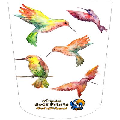Amputee Sock "Birds and Birds on Branches V1",Residual Wound Sock, 3PL