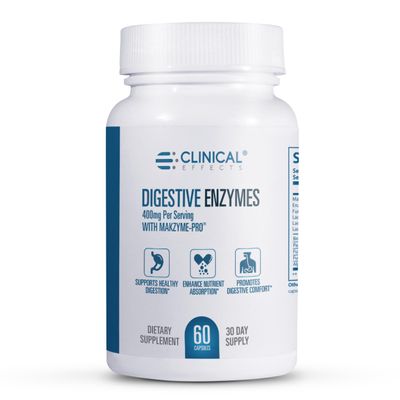 Clinical Effects Digestive Enzymes with Makzyme-Pro - Gut Health Enzyme and Probiotic Supplement to Support Digestion, Nutrient Absorption, Digestive Comfort - 60 Vegan Supplement Capsules - USA Made