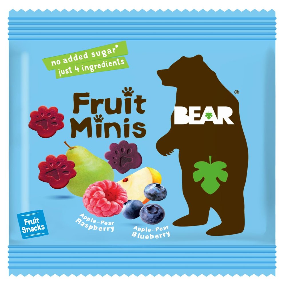 BEAR Fruit Snack Minis  Bite-Sized Snacks For Kids - Gluten Free, Vegan, Non-GMO - Raspberry/Blueberry 0.7oz (1 Count)
