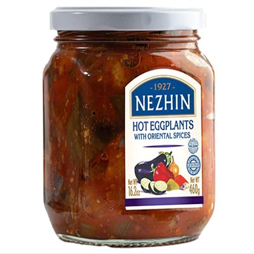 2 Pack Nezhin Hot Eggplants With Oriental Spices Raw Materials GMO Free Glass Jar 16.2 OZ / 460 gr