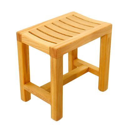 WL-ZZZ Square Shower Stool Wooden Bathing Seat Bench for Bathroom Anti-Slip Bathtub Chair Curved Design Wood Color Bath Stools for Senior, Handicap Spa Sauna Bench