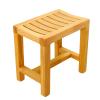 WL-ZZZ Square Shower Stool Wooden Bathing Seat Bench for Bathroom Anti-Slip Bathtub Chair Curved Design Wood Color Bath Stools for Senior, Handicap Spa Sauna Bench view 1