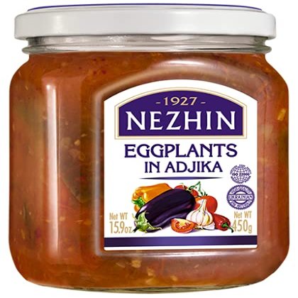 2 Pack Nezhin Eggplants In Adjika Raw Materials GMO Free Glass Jar 15.9 OZ / 450 gr