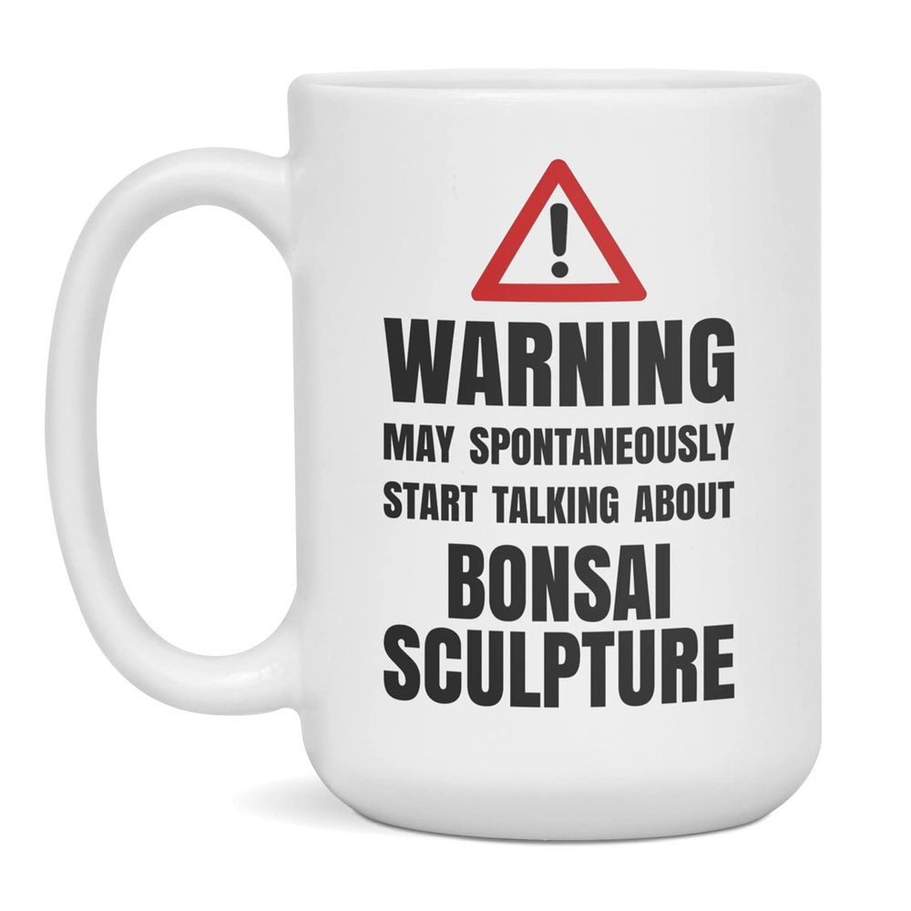 Funny Bonsai Sculpture Coffee Mug Bonsai Sculpture Gift, 15-Ounce White