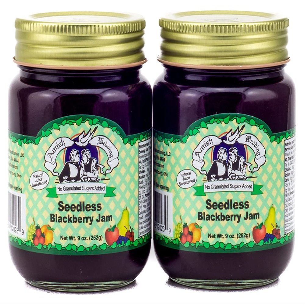 Amish Wedding Seedless Blackberry Jam (No Sugar Added) 9oz (Pack of 2)