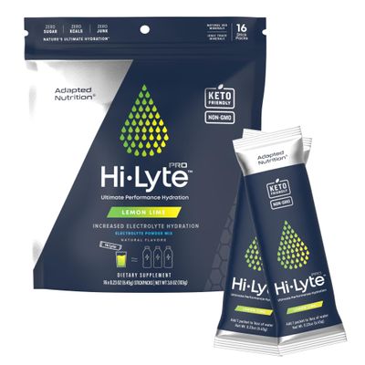 Adapted Nutrition Hi-Lyte Pro Hydration Packets - 16 Individual Drink Packets | Lemon Lime | Flavored Electrolyte Powder Packets | Sugar-Free, Zero Carb, Zero Calorie