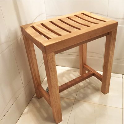 WL-ZZZ Shower Seat Bench for Bathroom, Original Wood Color Waterproof Bathing Stool for Elderly Disabled Non-Slip Bathtub Spa Chairs Change Shoes Stool 422843 Cm