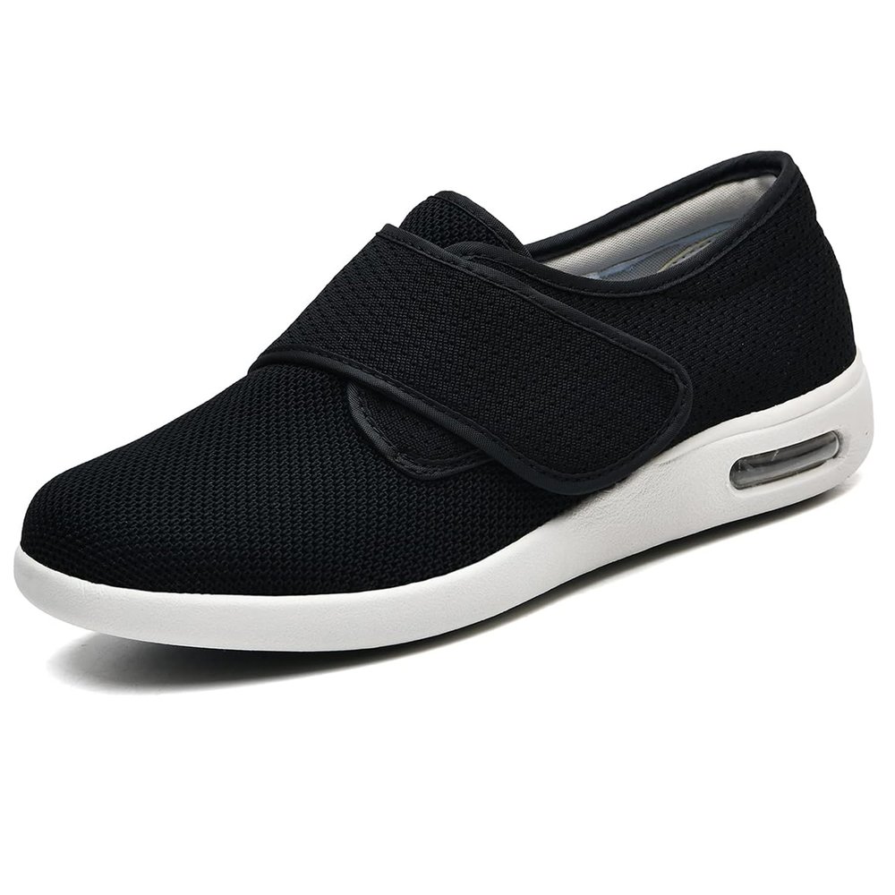 Women's Diabetic Shoes with Adjustable Closure,Non-Slip Wide Width Lightweight Shoes for Edema Plantar Fasciitis Bunions Arthritis Swollen Feet Black