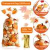 Chinco 160 Pcs Thanksgiving Treat Bags Cellophane Plastic Goodie Bags Pumpkin Turkey Maple Gift Bag with 160 Gold Twist Ties for Thanksgiving Theme Party Supplies view 3