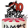 10th Happy Birthday Cake Topper Kung FU Ninja Themed Karate Boy Girl Glitter Party Cake Decorations view 1