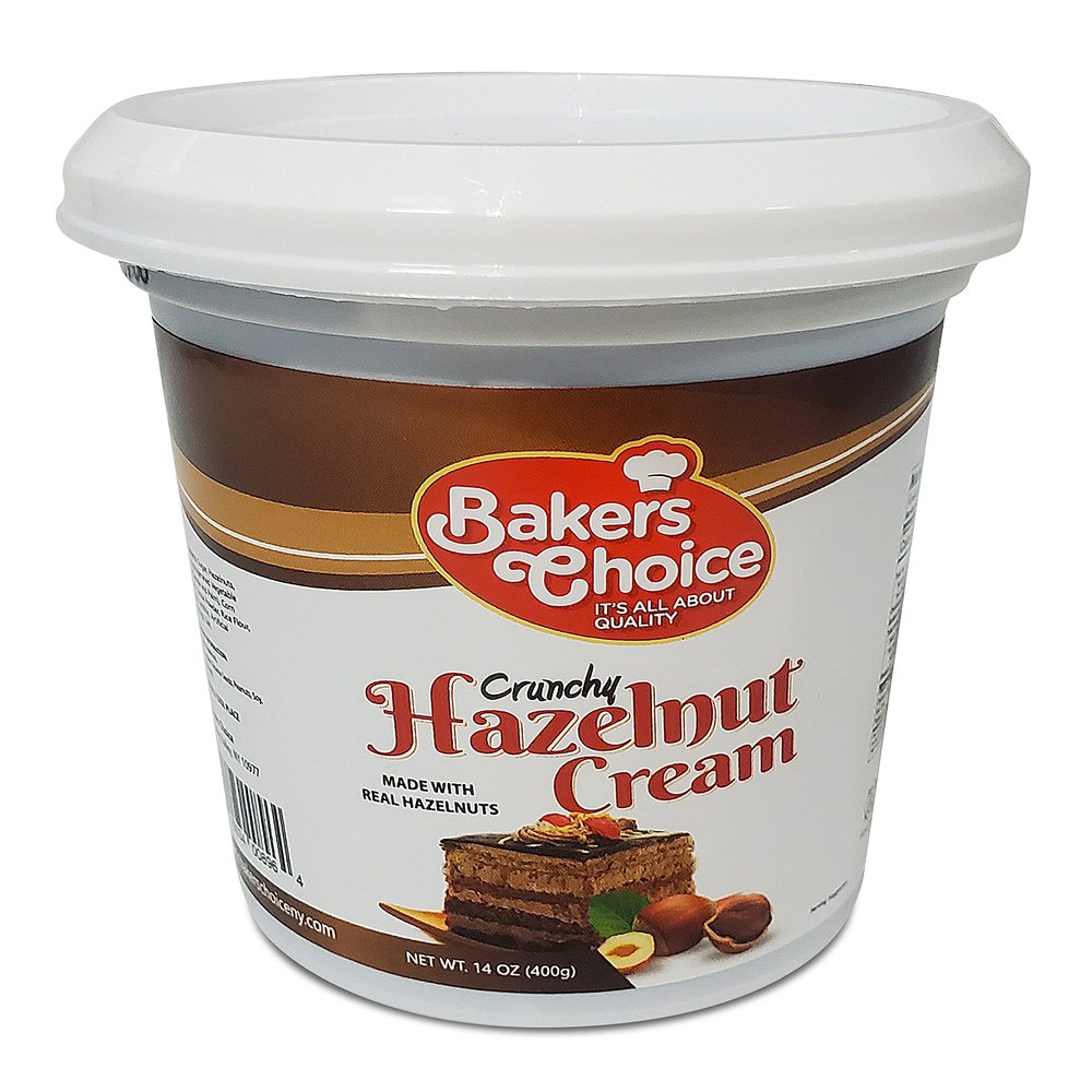 Baker Choice Crunchy Hazelnut Spread Pastry Filling, 14 oz. - Cream Cake Donut and Dessert Topping Baking Ingredient For Cakes, Ice Dairy Free, Kosher By Baker Light Brown Ounce (Pack of 1)