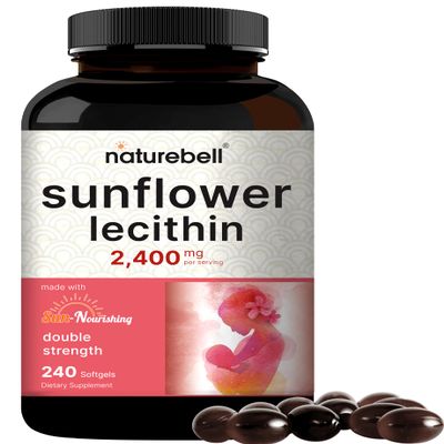 NatureBell Sunflower Lecithin 2,400mg, 240 Softgels | Infused with Non-GMO Sunflower Seed Oil Rich in Phosphatidyl Choline No Soy, No Gluten
