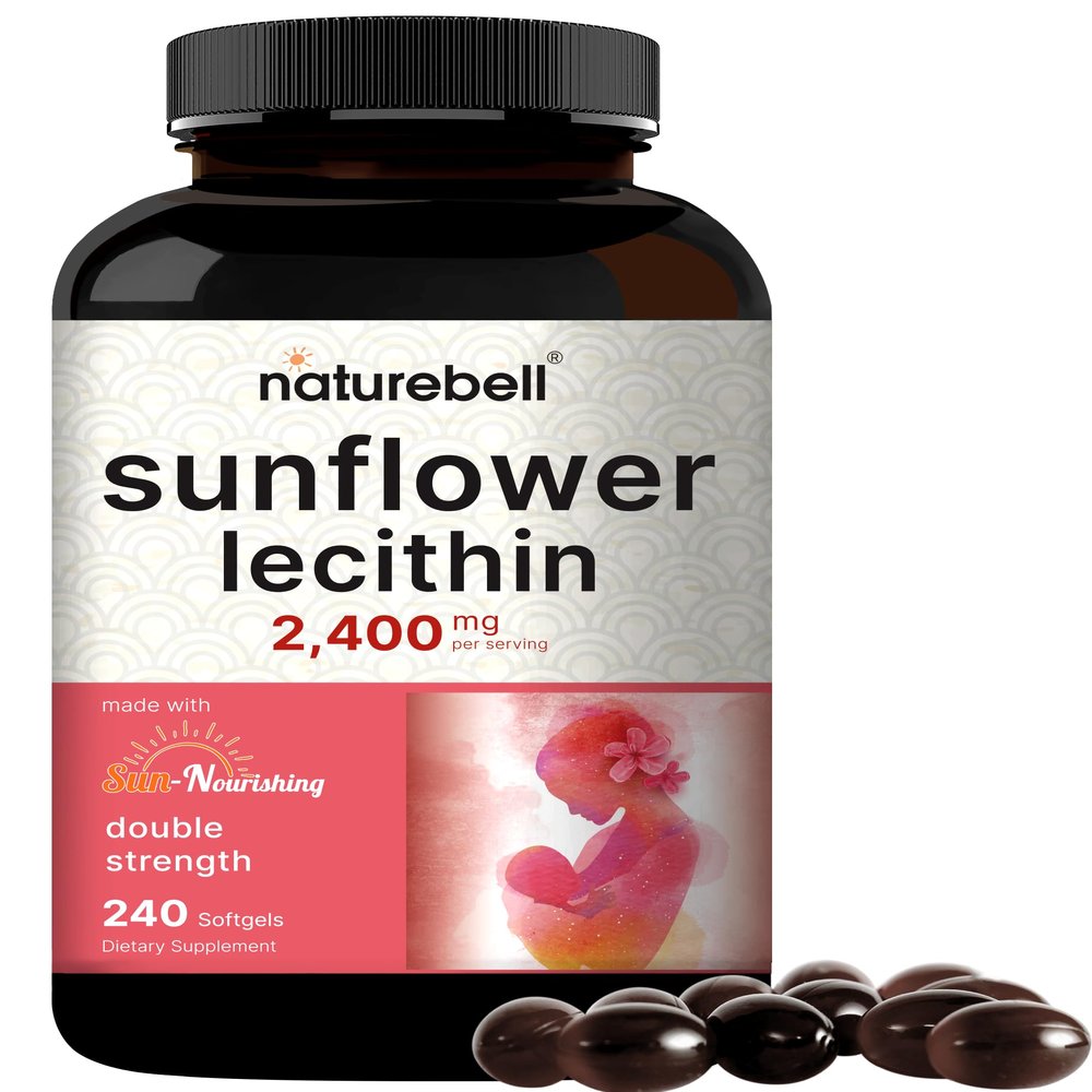 NatureBell Sunflower Lecithin 2,400mg, 240 Softgels | Infused with Non-GMO Sunflower Seed Oil Rich in Phosphatidyl Choline No Soy, No Gluten