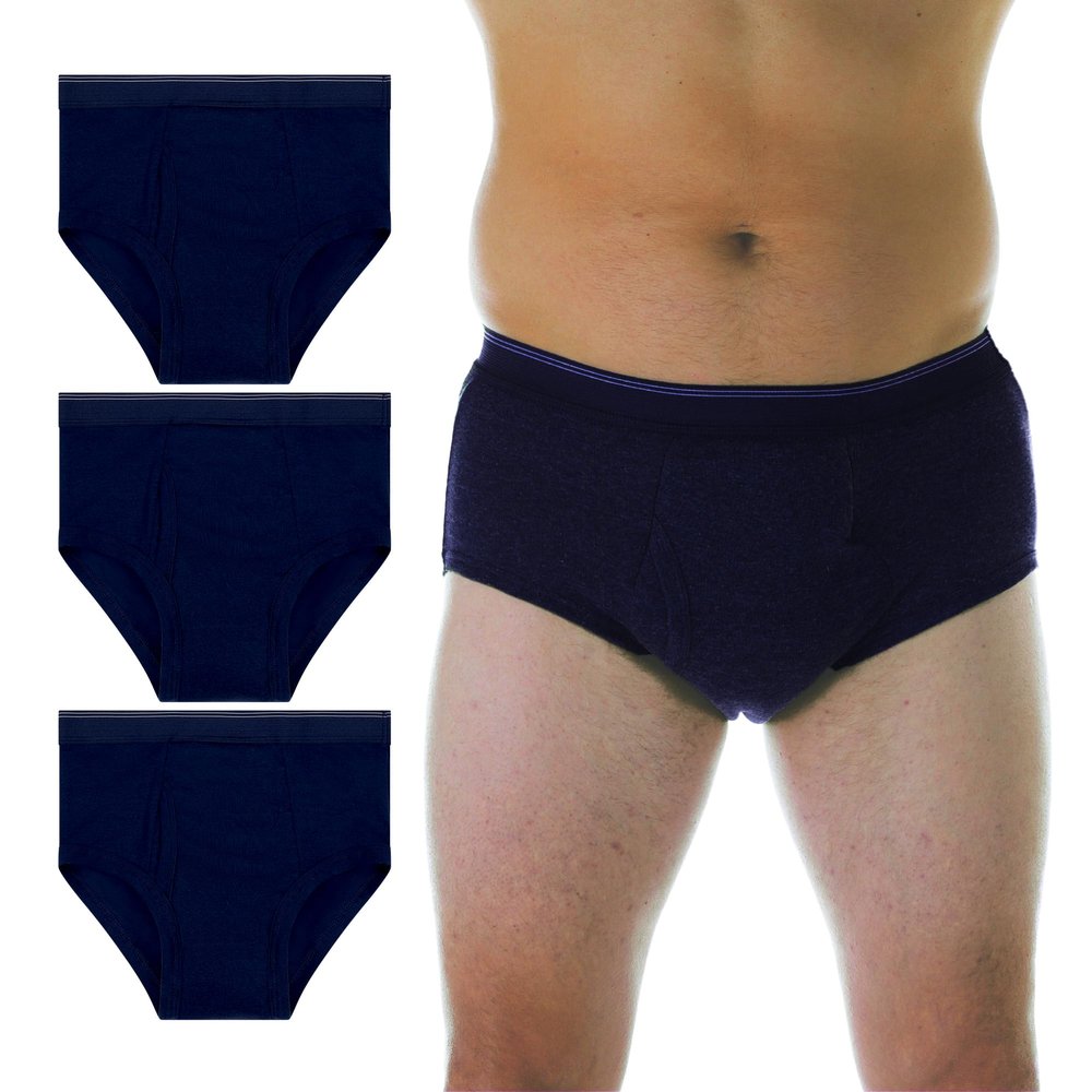 Wearever Mens Incontinence Briefs for Bladder Control with Super Absorbency - Reusable & Washable Leak Proof Underwear for Men 300 ml (Pack of 3) (Navy) (2XL) (Waist 44-45")