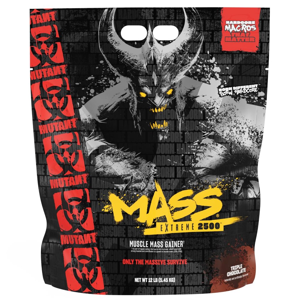 Mutant Mass Extreme Gainer  Whey Protein Powder  Build Muscle Size and Strength  High Density Clean Calories (Triple Chocolate, 12 lbs)