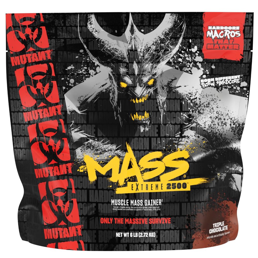 Mutant Mass Extreme Gainer Whey Protein Powder Build Muscle Size and Strength High Density Clean Calories (Triple Chocolate, 6 lbs)