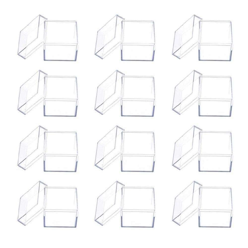 12pcs Clear Acrylic Square Cube Candy Box Treat Gift Boxes Container for Wedding Gift Box