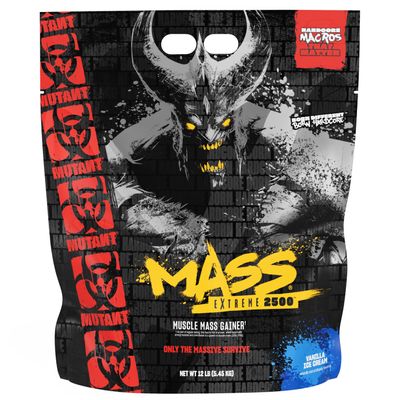Mutant Mass Extreme Gainer  Whey Protein Powder  Build Muscle Size and Strength  High Density Clean Calories (Vanilla Ice Cream, 12 lbs)