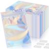 120 PCS-7x10 Reclosable Mylar Bags for Food Storage, Resealable Holographic Bags with Clear Window for Small Businesses, Smell Proof Aluminum Foil Edible Packaging Bag for Candies view 1