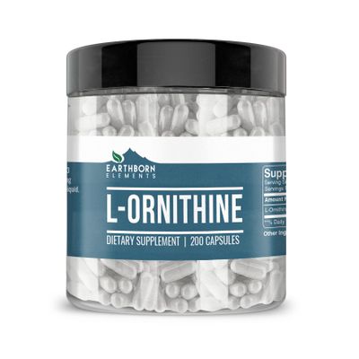 Earthborn Elements (200 Capsules L-Ornithine HCl, Amino Acid, Protein Synthesis