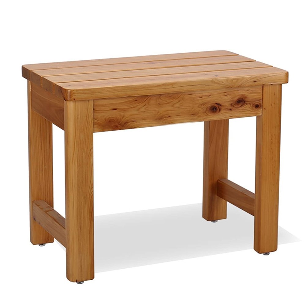 WL-ZZZ Wooden Bath Stool Bathing Stools Bathroom Waterproof Non-Slip Original Wood Color Shower Seat for Seniors Small Bench Spa Sauna Chair Foot Rest Shaving Long Stool