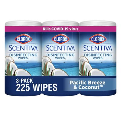 The Clorox Company Clorox Scentiva Wipes, Bleach Free Cleaning Wipes - Pacific Breeze & Coconut, 75 Count (3 Pack), 60037