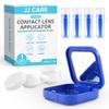 JJ CARE Contact Lens Applicator - Bundle Pack, Contact Lens Remover for Hard Lenses, Eye Contact Plunger for Hard Contacts, Contact Removal Tool for Permeable Gas Lenses w/Mirror & Contact Lens Case view 1