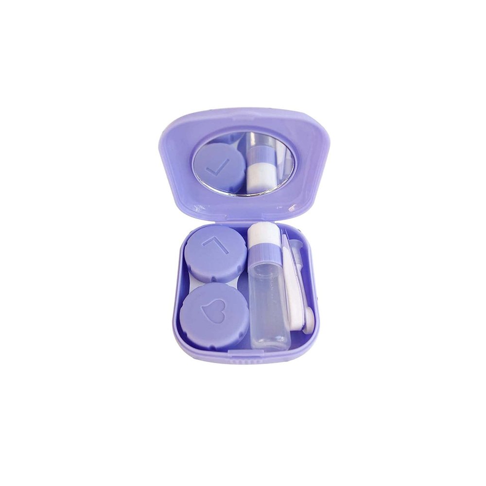 Kasuyi Contact Lens Case, Portable Mini Contact Lens Case Travel Kit, Perfect for Home Use, Office, School, Travel, Busniness, Hiking, Camping and Outdoor Activities, Purple