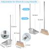 VOOWO Broom and Dustpan Set for Home, Stainless Steel Broom and Dustpan Set with Long Handle, Heavy Duty Dustpan Broom Set Standing Dust Pan Kitchen and Home Indoor Outdoor Broom view 2