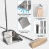 VOOWO Broom and Dustpan Set for Home, Stainless Steel Broom and Dustpan Set with Long Handle, Heavy Duty Dustpan Broom Set Standing Dust Pan Kitchen and Home Indoor Outdoor Broom view 4