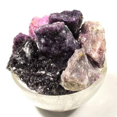 20PCs Purple Lilac Lepidolite Rough Stones Natural Sparkling "Flower Sugilite" Lithia Mica Gemstone Crystal Mineral Raw Specimens - Brazil