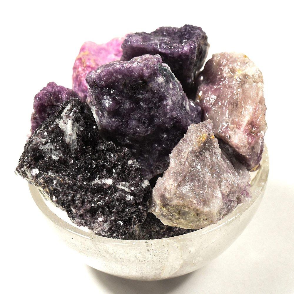 20PCs Purple Lilac Lepidolite Rough Stones Natural Sparkling "Flower Sugilite" Lithia Mica Gemstone Crystal Mineral Raw Specimens - Brazil