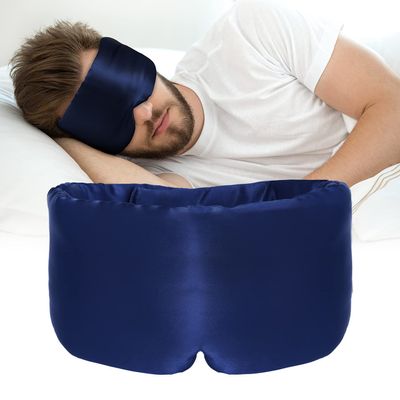 ATreebag Silk Sleep Mask for Women Men Satin, ATreebag Eye Sleeping Mask & Blindfold with Adjustable Strap, Large Size, 1 PC Navy Blue