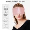 ATreebag Silk Sleep Mask for Women Men, Mulberry Silk Eye Sleeping Mask & Blindfold with Adjustable Strap, Blackout Eye Cover for Sleep Travel Yoga Nap, Large Size, Light Plum view 2