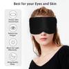 ATreebag Silk Sleep Mask for Women Men, Mulberry Silk Eye Sleeping Mask & Blindfold with Adjustable Strap, Blackout Eye Cover for Sleep Travel Yoga Nap, Large Size, Black view 3